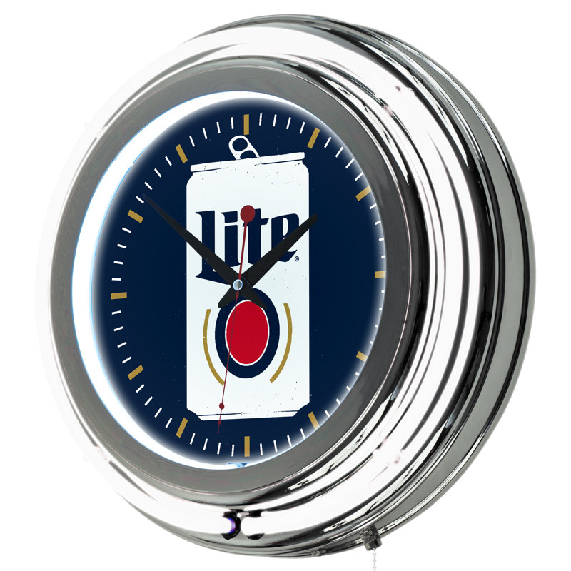 Trademark Global Miller Lite Minimalist Neon 14.5" Wall Clock Wayfair
